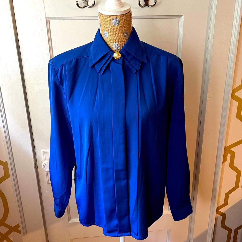 Potomac Collection vintage royal blue blouse size 8